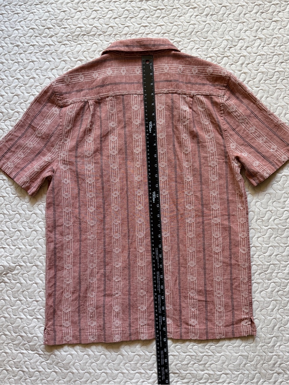 Mutual Weave Men's Rust Pink Camp Collar Patterned Button-Up Shirt Size Small - Picture 6 of 10